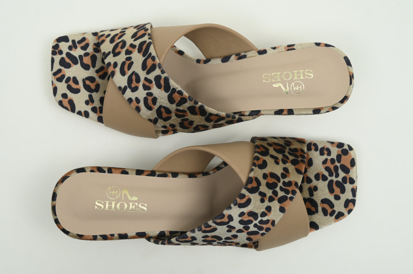 beige printed heels