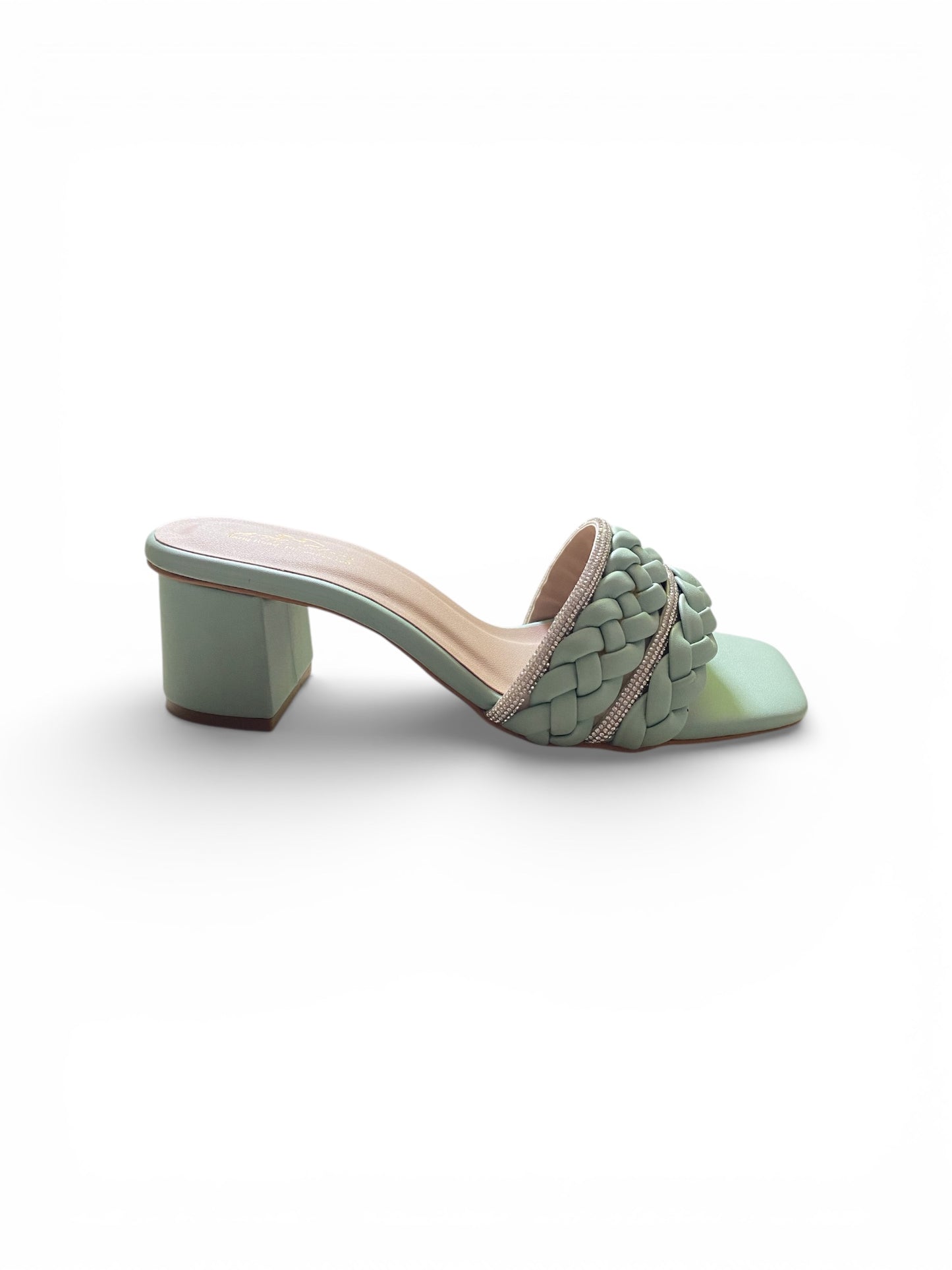 Braided Block Heels - Green