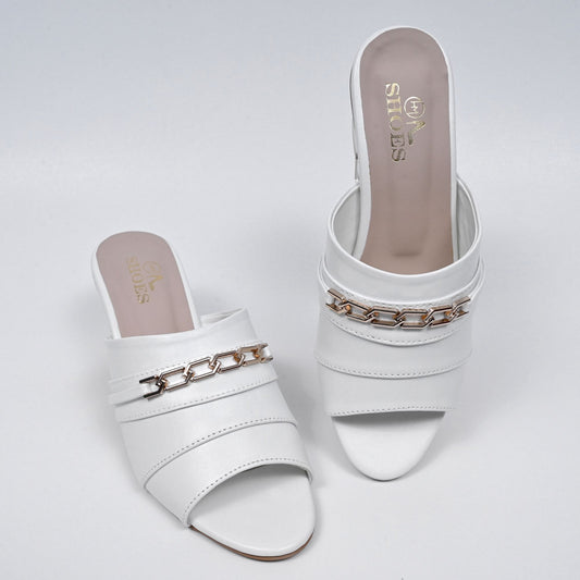block heels white