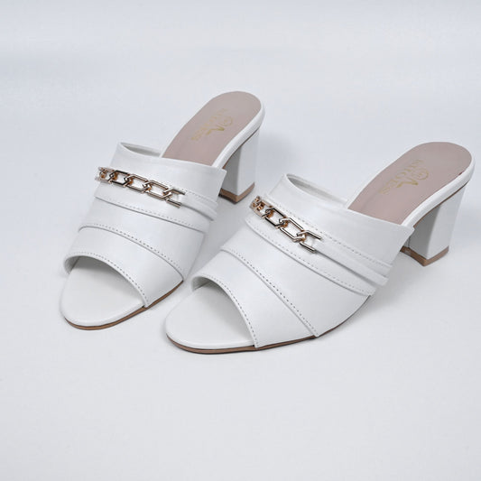 block heels white