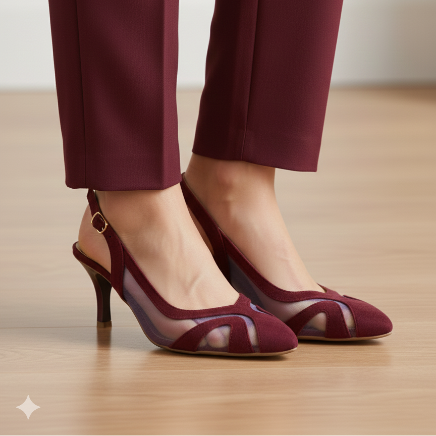Luxury Net Heels - Maroon